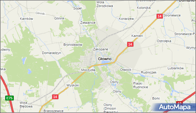 mapa Głowno, Głowno na mapie Targeo