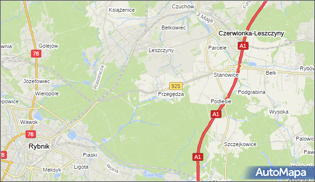 mapa Przegędza, Przegędza na mapie Targeo