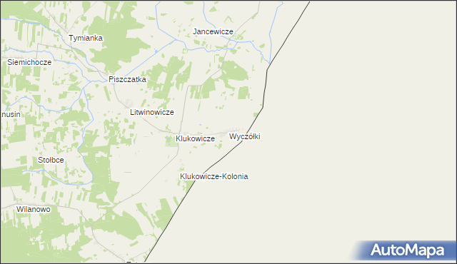 mapa Wyczółki gmina Nurzec-Stacja, Wyczółki gmina Nurzec-Stacja na mapie Targeo