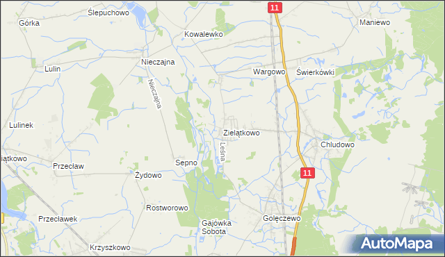 mapa Zielątkowo gmina Suchy Las, Zielątkowo gmina Suchy Las na mapie Targeo