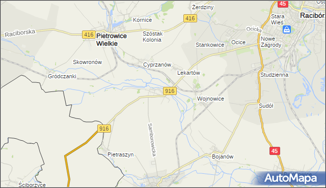 mapa Samborowice gmina Pietrowice Wielkie, Samborowice gmina Pietrowice Wielkie na mapie Targeo