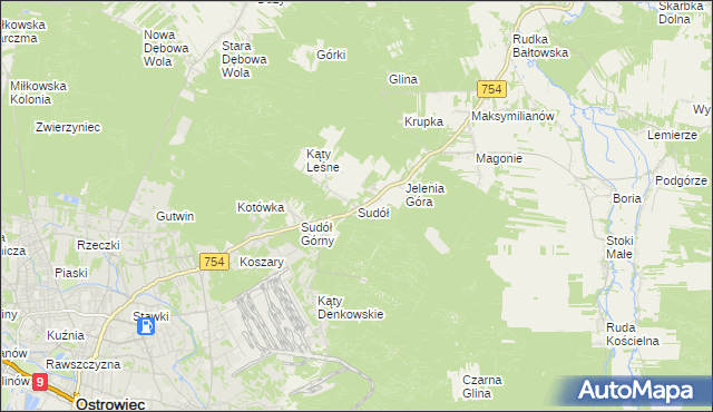 mapa Sudół gmina Bodzechów, Sudół gmina Bodzechów na mapie Targeo