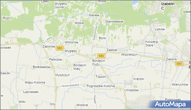 mapa Borzęcin gmina Stare Babice, Borzęcin gmina Stare Babice na mapie Targeo