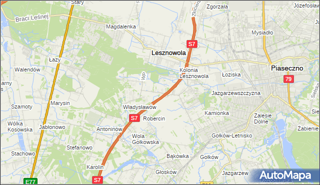 mapa Wilcza Góra gmina Lesznowola, Wilcza Góra gmina Lesznowola na mapie Targeo