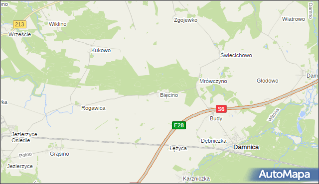 mapa Bięcino, Bięcino na mapie Targeo