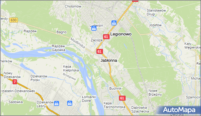 mapa Jabłonna powiat legionowski, Jabłonna powiat legionowski na mapie Targeo