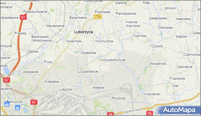 mapa Krzysztoforzyce, Krzysztoforzyce na mapie Targeo