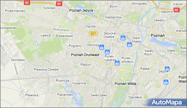 mapa Łazarz gmina Poznań, Łazarz gmina Poznań na mapie Targeo