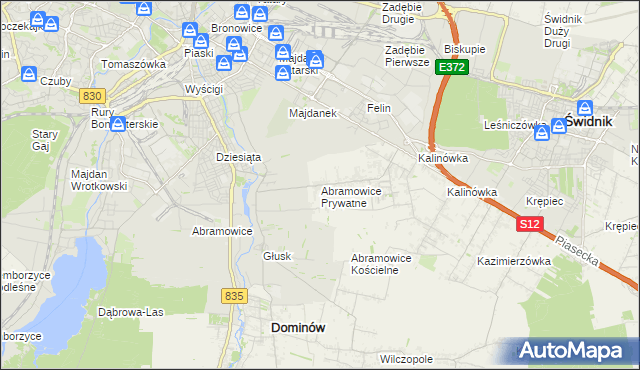 mapa Abramowice Prywatne, Abramowice Prywatne na mapie Targeo