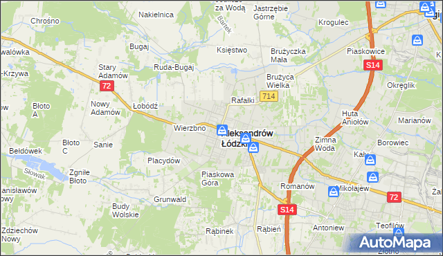 mapa Aleksandrów Łódzki, Aleksandrów Łódzki na mapie Targeo