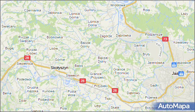 mapa Bączal Dolny, Bączal Dolny na mapie Targeo