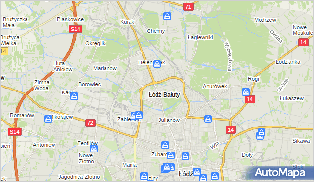 mapa Bałuty gmina Łódź, Bałuty gmina Łódź na mapie Targeo