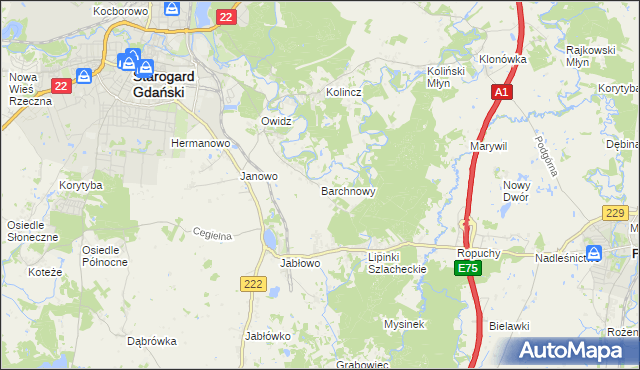 mapa Barchnowy, Barchnowy na mapie Targeo