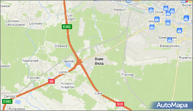 mapa Białe Błota powiat bydgoski, Białe Błota powiat bydgoski na mapie Targeo