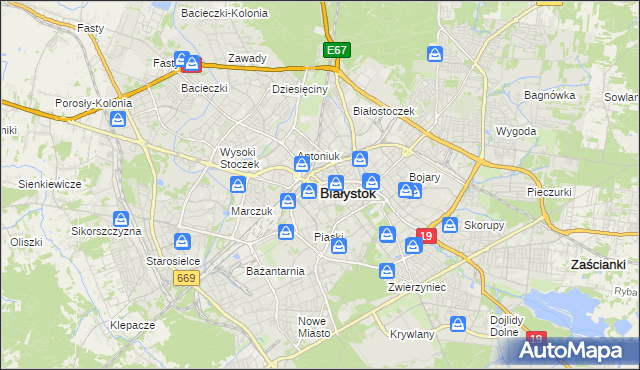 mapa Białegostoku, Białystok na mapie Targeo