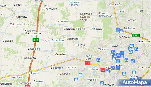 mapa Bielicha, Bielicha na mapie Targeo