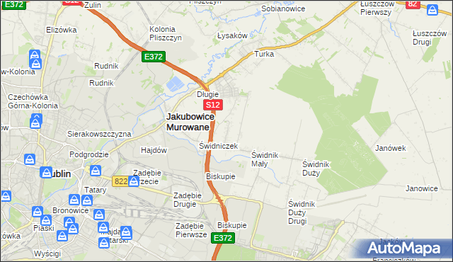 mapa Biskupie-Kolonia gmina Wólka, Biskupie-Kolonia gmina Wólka na mapie Targeo