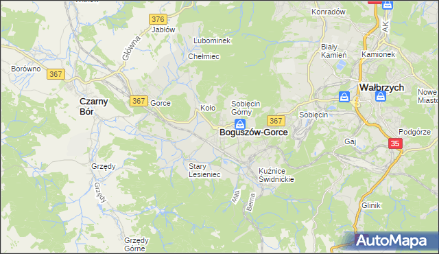 mapa Boguszów-Gorce, Boguszów-Gorce na mapie Targeo