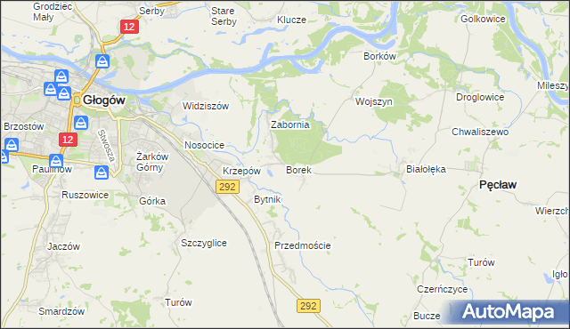 mapa Borek gmina Głogów, Borek gmina Głogów na mapie Targeo