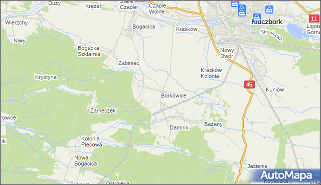 mapa Borkowice gmina Kluczbork, Borkowice gmina Kluczbork na mapie Targeo