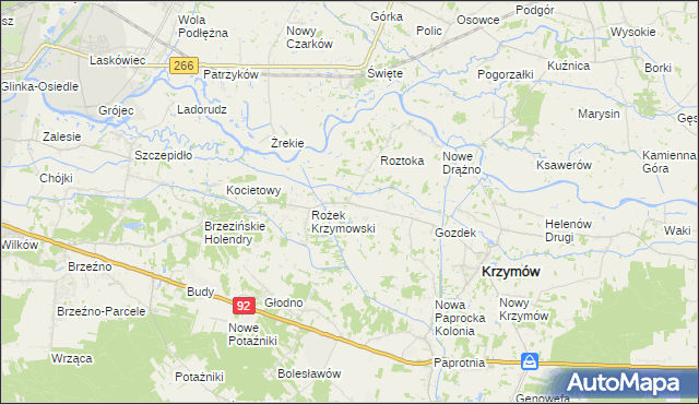 mapa Borowo gmina Krzymów, Borowo gmina Krzymów na mapie Targeo