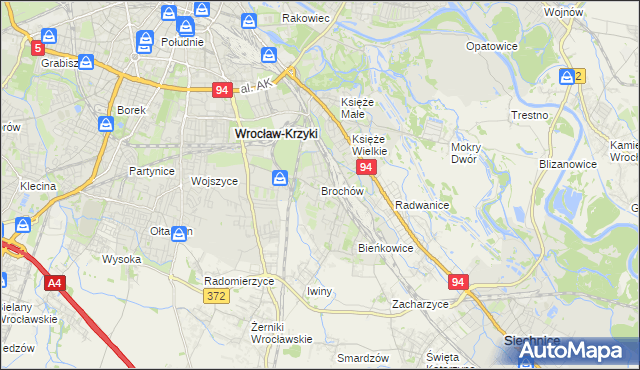 mapa Brochów gmina Wrocław, Brochów gmina Wrocław na mapie Targeo