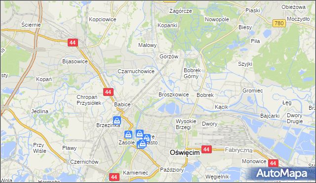 mapa Broszkowice, Broszkowice na mapie Targeo