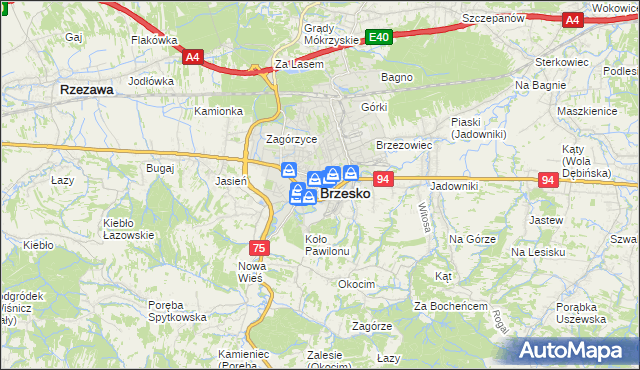 mapa Brzesko, Brzesko na mapie Targeo