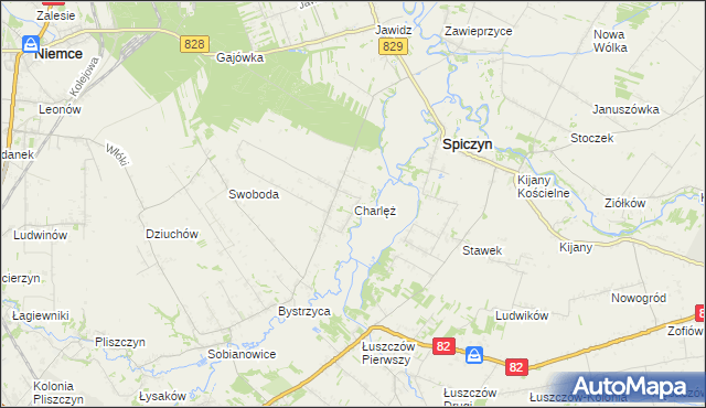 mapa Charlęż, Charlęż na mapie Targeo