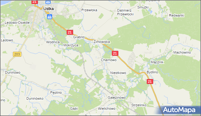 mapa Charnowo gmina Ustka, Charnowo gmina Ustka na mapie Targeo
