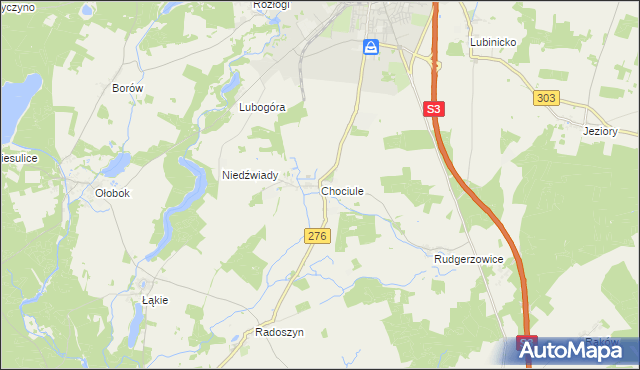 mapa Chociule, Chociule na mapie Targeo
