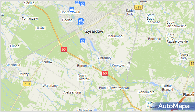 mapa Chroboty, Chroboty na mapie Targeo