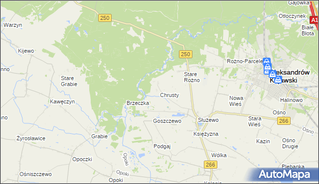 mapa Chrusty gmina Aleksandrów Kujawski, Chrusty gmina Aleksandrów Kujawski na mapie Targeo