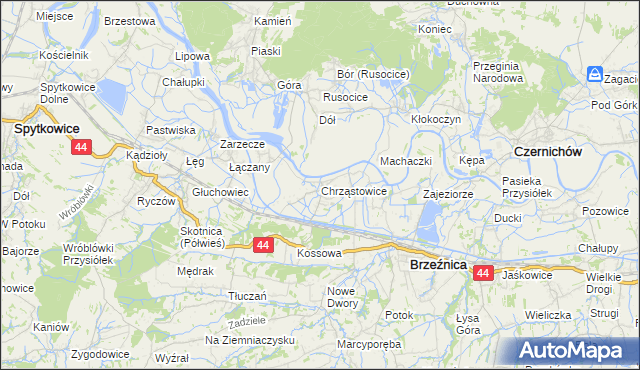 mapa Chrząstowice gmina Brzeźnica, Chrząstowice gmina Brzeźnica na mapie Targeo