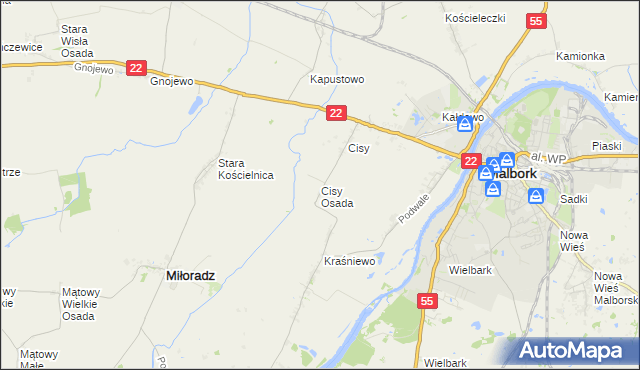 mapa Cisy Osada, Cisy Osada na mapie Targeo
