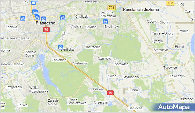 mapa Czarnów gmina Konstancin-Jeziorna, Czarnów gmina Konstancin-Jeziorna na mapie Targeo