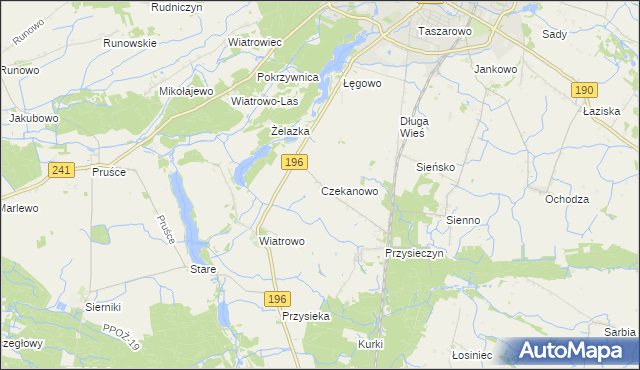 mapa Czekanowo gmina Wągrowiec, Czekanowo gmina Wągrowiec na mapie Targeo
