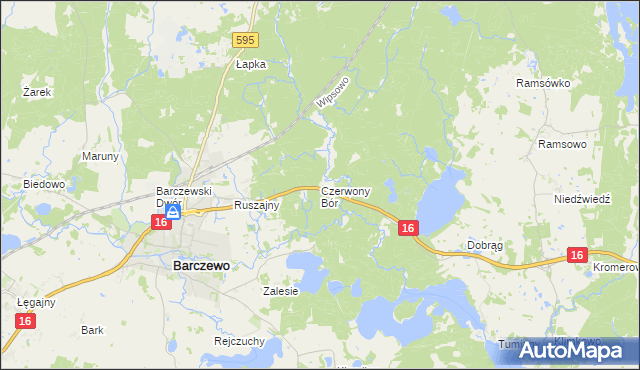 mapa Czerwony Bór gmina Barczewo, Czerwony Bór gmina Barczewo na mapie Targeo