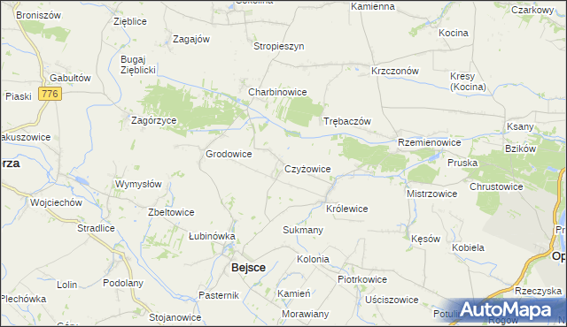 mapa Czyżowice gmina Bejsce, Czyżowice gmina Bejsce na mapie Targeo