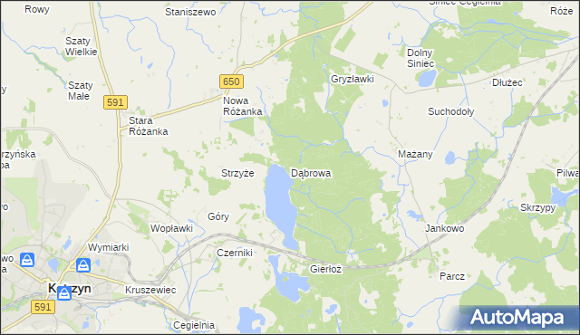 mapa Dąbrowa gmina Kętrzyn, Dąbrowa gmina Kętrzyn na mapie Targeo