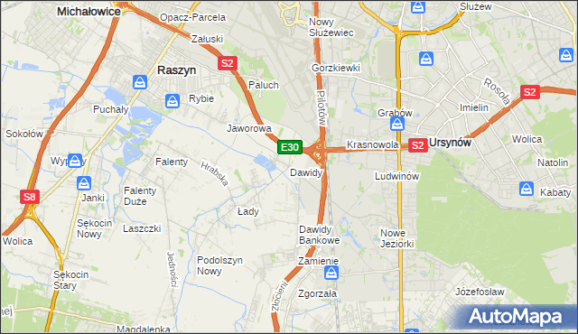mapa Dawidy gmina Raszyn, Dawidy gmina Raszyn na mapie Targeo