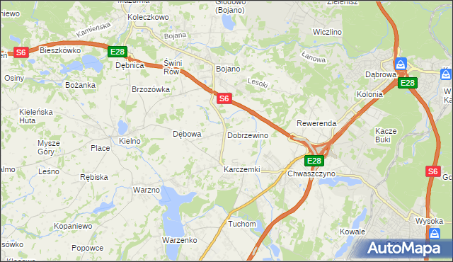 mapa Dobrzewino, Dobrzewino na mapie Targeo