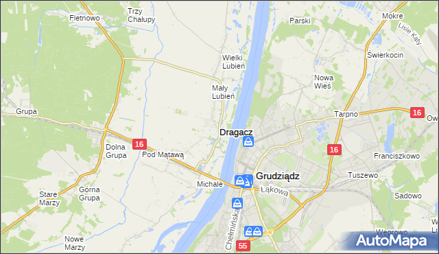 mapa Dragacz, Dragacz na mapie Targeo
