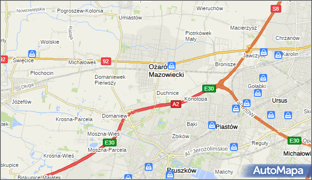 mapa Duchnice, Duchnice na mapie Targeo