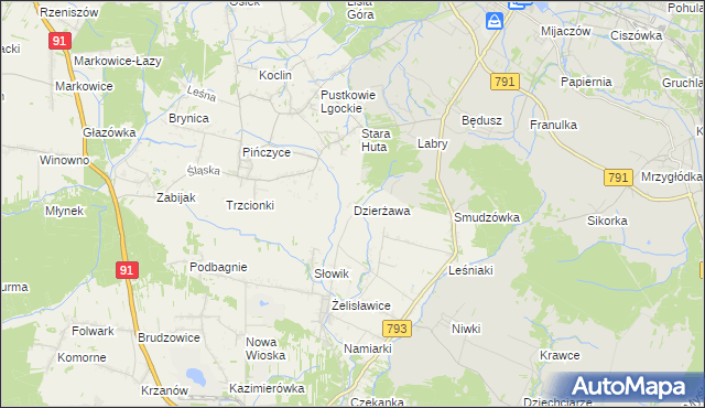 mapa Dzierżawa, Dzierżawa na mapie Targeo