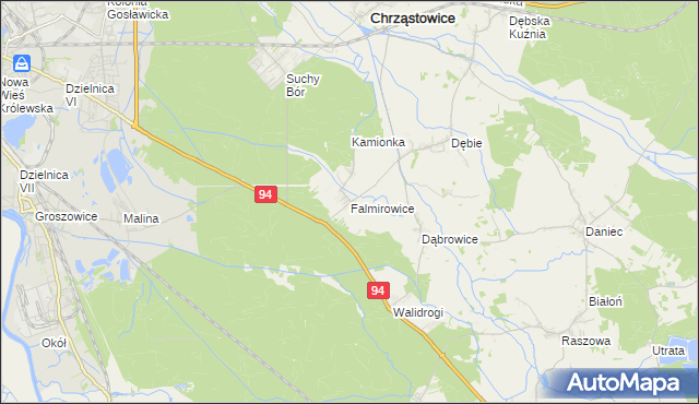 mapa Falmirowice, Falmirowice na mapie Targeo