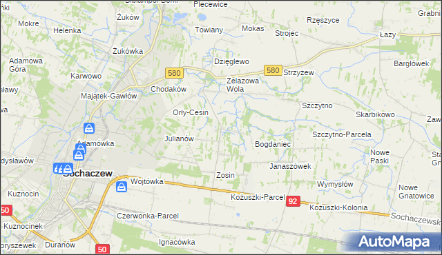 mapa Feliksów gmina Sochaczew, Feliksów gmina Sochaczew na mapie Targeo