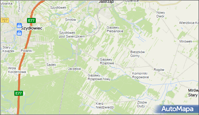 mapa Gąsawy Rządowe, Gąsawy Rządowe na mapie Targeo