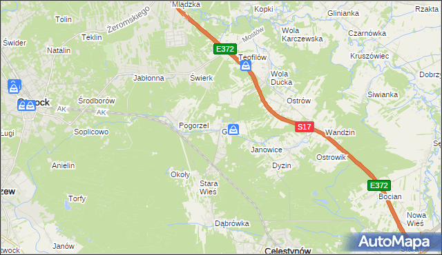 mapa Glina gmina Celestynów, Glina gmina Celestynów na mapie Targeo