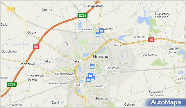 mapa Gniezna, Gniezno na mapie Targeo